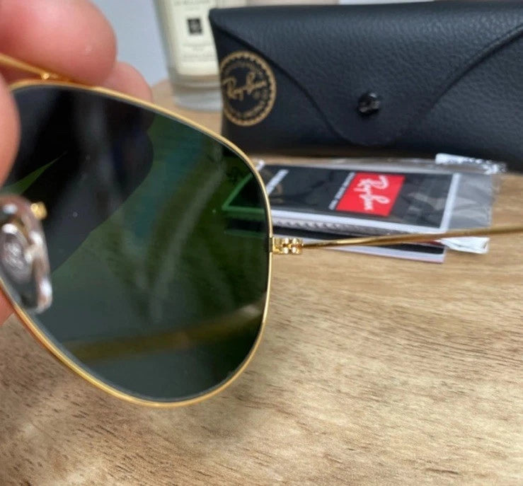 Ray-Ban RB3025 Classic Aviator Sunglasses Gold/Crystal Green (L0205)RB 3025 58mm