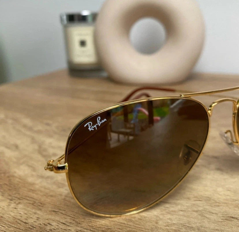 Ray-Ban Sunglasses Aviator RB3025 001/51 Gold Brown Gradient 58mm Medium