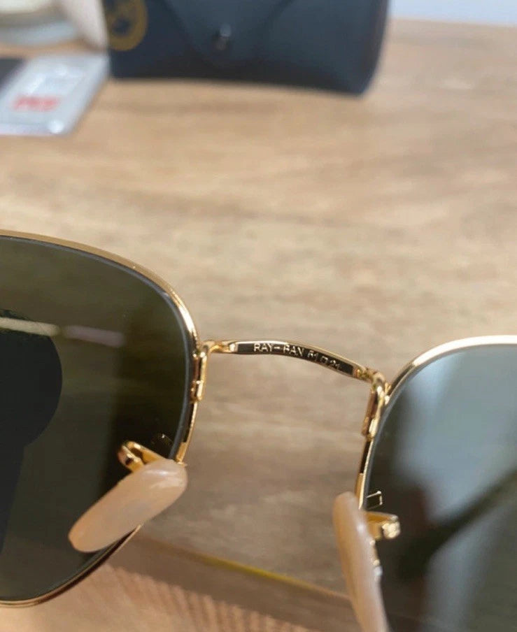 Ray-ban Hexagonal Gold with Green Flat Lenses Men’s sunglasses